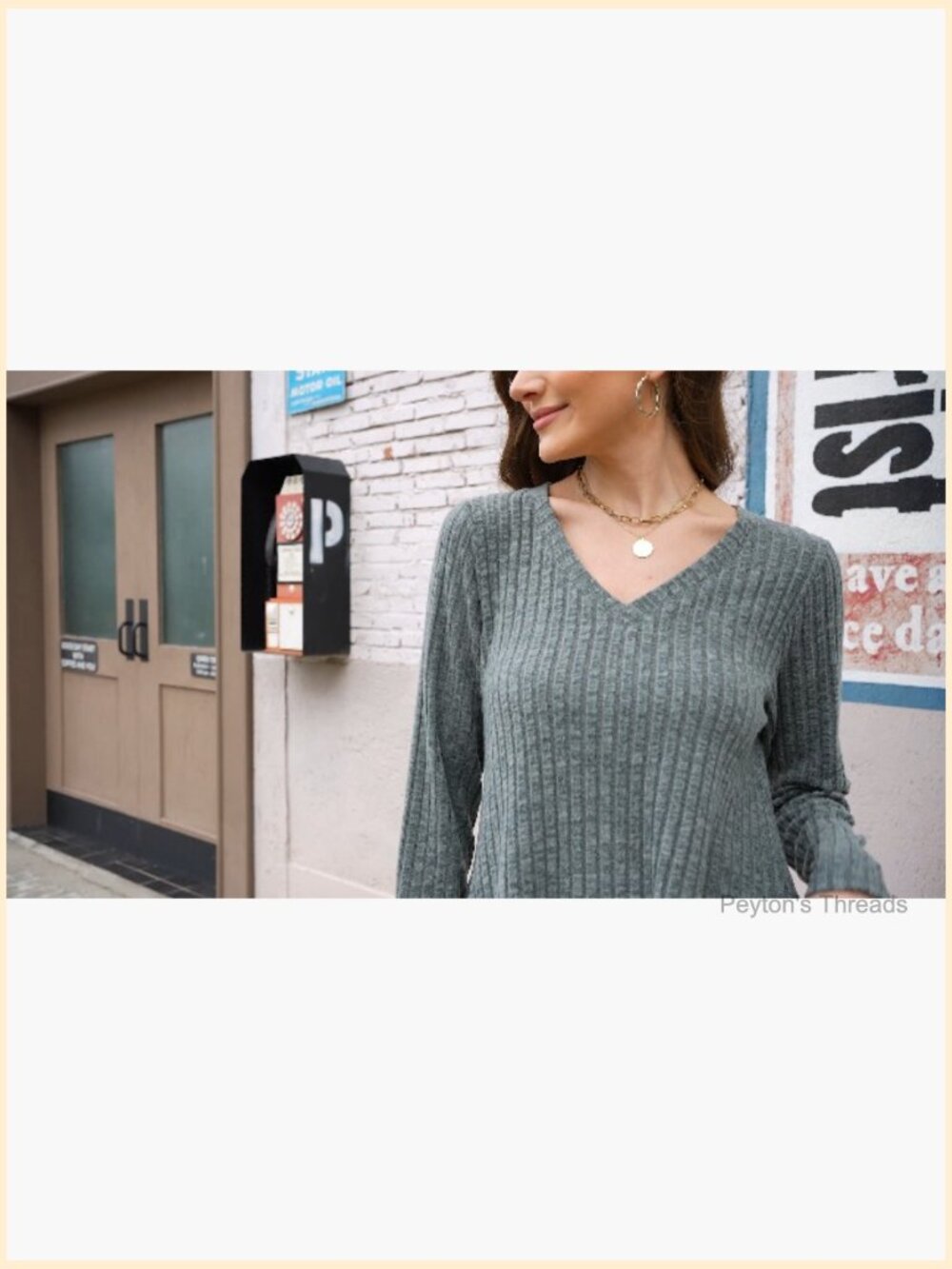 Plus Size Sweater Dress Long Sleeve V-Neck Fall Winter Tunic with Pockets Swing - Picture 7 of 7
